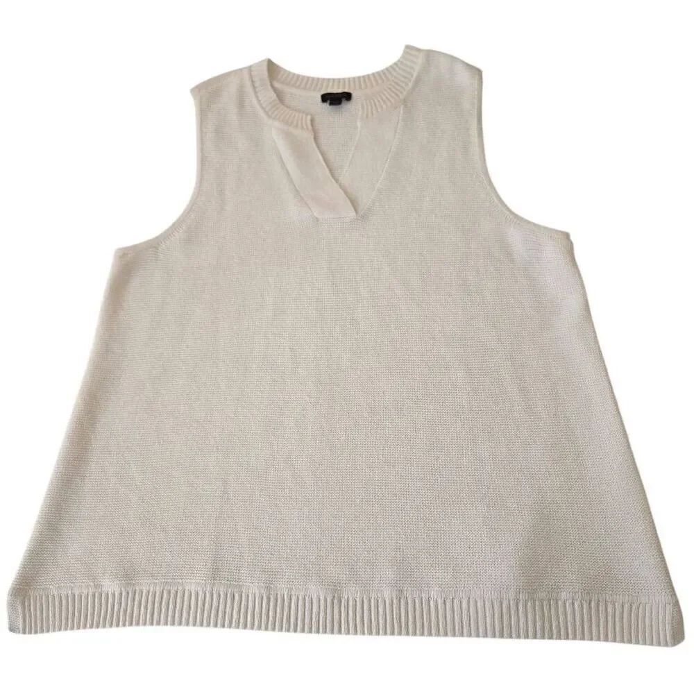 J. Jill Wearever Collection Womens V-Neck Sleeveless Pullover Sweater White XL